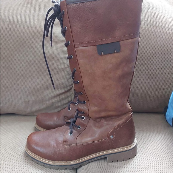 Women’s Sz. 9 Frontier North Mid-high brown leather Winter Boots - Picture 4 of 6